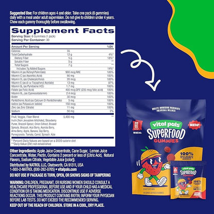 Citra-Berry Superfood Gummies for Kids – Kids Multivitamin Gummies with 16 Fruits & Vegetables, Fiber, Zinc & Iodine – Immune & Wellness Support, Fun and Great Tasting