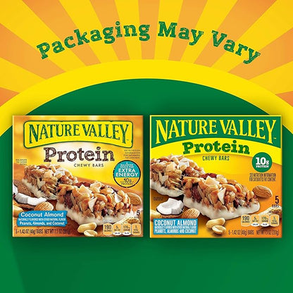 Nature Valley Chewy Granola Bar, Protein, Coconut Almond, 5 Bars, 7.1 OZ (Pack of 4)