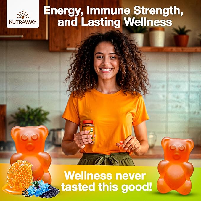 Black Seed Oil Gummies – Black Cumin Seed Oil, Ashwagandha, ACV, Biotin, Turmeric, Beet Root, Pomegranate, Vitamins C & B6 – Clean-Label Multivitamin Gummies for Adults & Kids