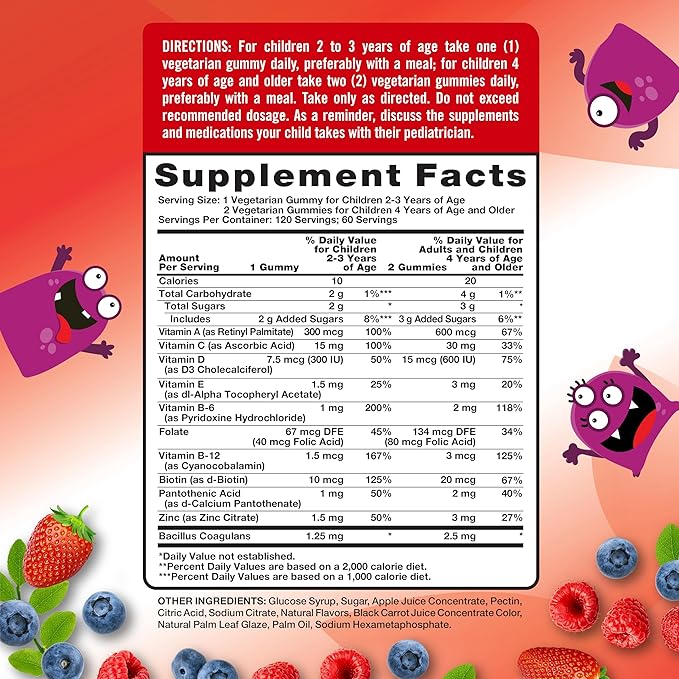 Nature's Truth Kids Multivitamin Gummies with Probiotics | 120 Count | Berry Punch Flavor | Vegetarian, Non-GMO & Gluten Free Supplement
