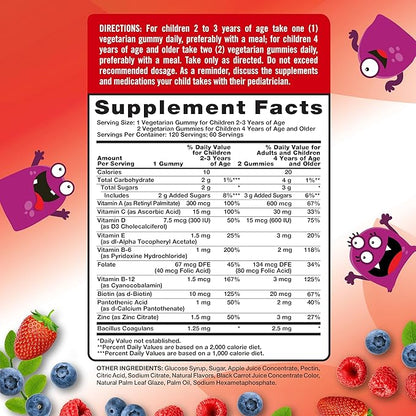 Nature's Truth Kids Multivitamin Gummies with Probiotics | 120 Count | Berry Punch Flavor | Vegetarian, Non-GMO & Gluten Free Supplement