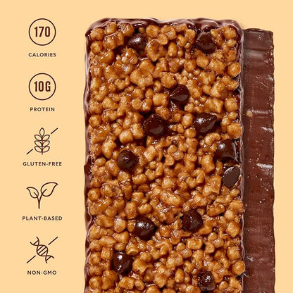 Mezcla Puff Crispy Protein Bars, Gluten Free & Vegan Protein Bars, 10g Protein, Alt for Crispy Rice Treat, Granola Bars & Breakfast Bars, Healthy Snacks for Adults, Peanut Butter Chocolate, 1 Count