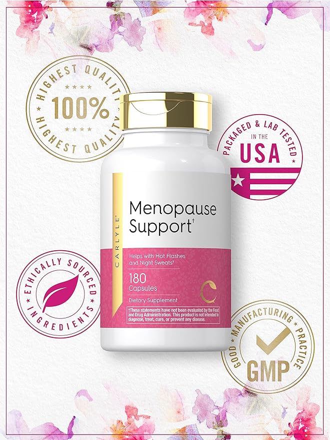 Carlyle Menopause Supplement for Women | 180 Capsules | Helps with Hot Flashes and Night Sweats | Non-GMO, Gluten Free Menopause Support