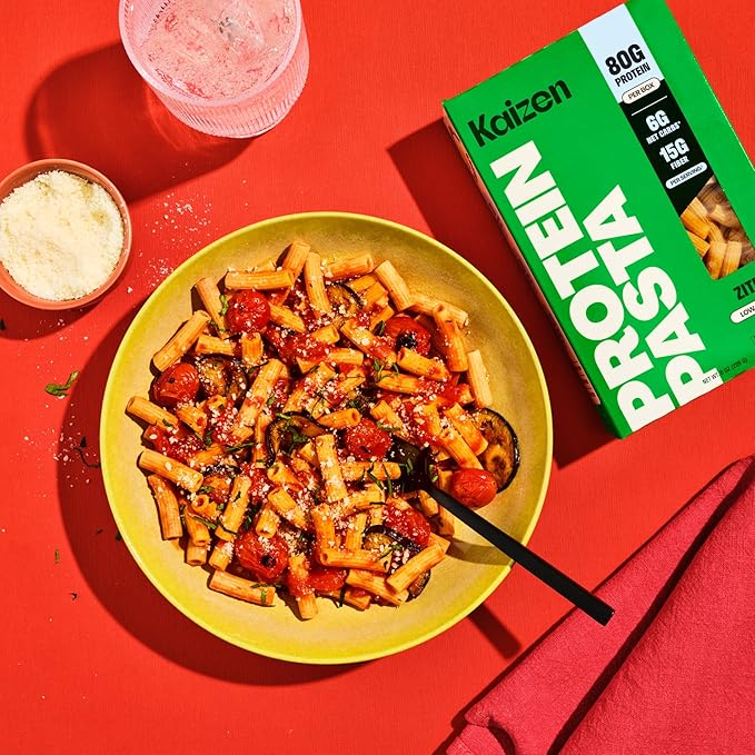 Kaizen Ziti Protein Pasta, 20g Protein, Low Carb (6g Net Carbs), Keto-Friendly, Gluten-Free, Plant-Based Lupini Noodles, High Fiber, 8 Ounce, Pack of 3