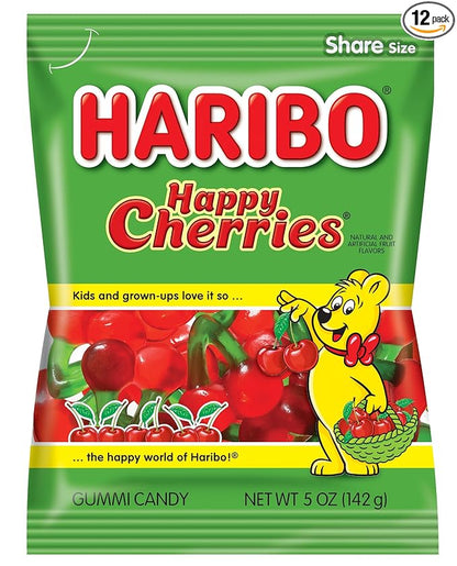 HARIBO Gummi Candy, Happy Cherries, 5 oz. Bag (Pack of 12)