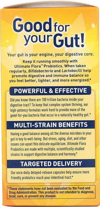 Renew Life Probiotic Adult 50 Plus Probiotic Capsules, Daily Supplement Supports Urinary, Digestive and Immune Health, L. Rhamnosus GG, Dairy, Soy and gluten-free, 30 Billion CFU, 30 Count