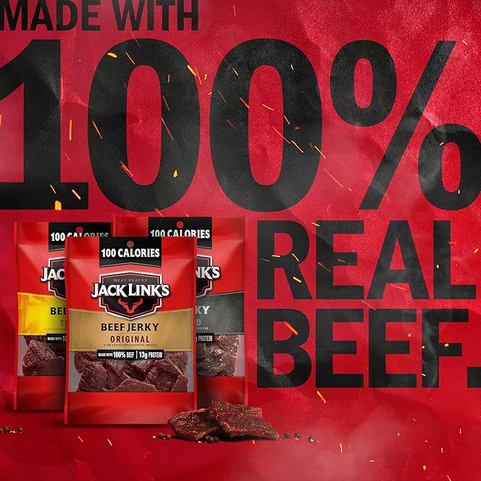 Jack Link's Beef Jerky Variety Pack – Includes Original, Teriyaki and Peppered Jerky, Bulk Protein Snack Pack, Good Source of Protein, Meat Snacks Made with 100% Beef – 1.25 Oz (Pack of 15)