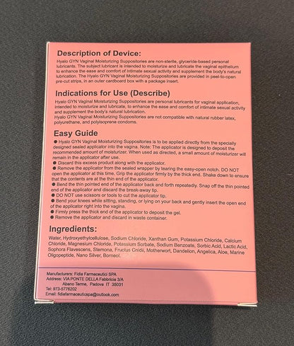 Vive L'Amour HyaloGYN Vaginal Moisturizing Suppositories | Effective Relief for Yeast Infection Symptoms Like Burning, Itching, and Abnormal Discharge | Supports pH Balance | 12 Count