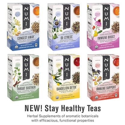 Numi Organic Congest Away Herbal Tea – 48 HerbalTea Bags – Caffeine Free Cooling Blend with Fennel Peppermint Ginger Cinnamon & Licorice for Soothing Respiratory Comfort