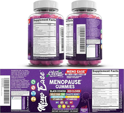 Menopause Supplement For Women Gummies with Black Cohosh, Wild Yam Magnesium, Red Clover For Menopause Relief Hormone Balance Night Sweats Mood Plus Bergamot, Vitamin D3, Vitamin B12, Vitamin B6 Clean