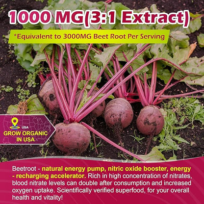 Organic Beet Root Gummies with L-Citrulline & L-Arginine, Nitric Oxide Supplements for Men and Women, Grape Seed, Pomegranate, Saffron for Circulation, Vâsculâr & Vitality, Vegan, Sugar Free, 120 Cts
