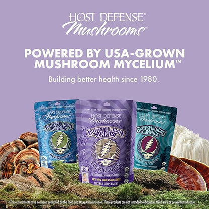 Host Defense Cosmic Focus Grateful Dead Gummies - Mushroom Gummies with Lion’s Mane, B12 & Niacin - Supports Focus, Memory, Brain Function & Mental Energy (30 Servings)