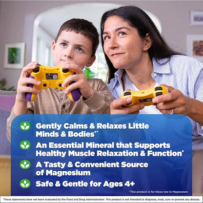 Natrol Kids Magnesium Citrate Gummies, Gently Calm & Relax Little Minds and Bodies, Plus Support Healthy Muscle Relaxation and Function, 30 Razzilicious Gummies, Up to a 30 Day Supply, (Pack of 2)