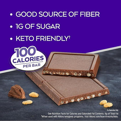Atkins Endulge, Crunchalicious Bar, 1g Net Carbs, 1g Sugar, Good Source of Fiber, 5 Count (Pack of 8)