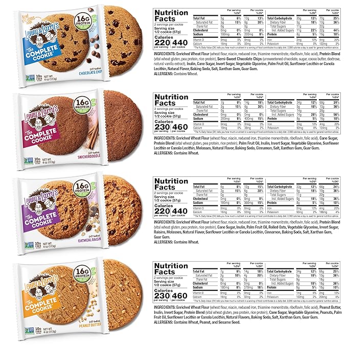Lenny & Larry's Complete Protein Cookie,[8 Flavor Variety],Chewy Soft Baked,16g Plant Protein,Vegan,Non-GMO,High Fiber,4 Ounce Cookie,(Pack of 32)