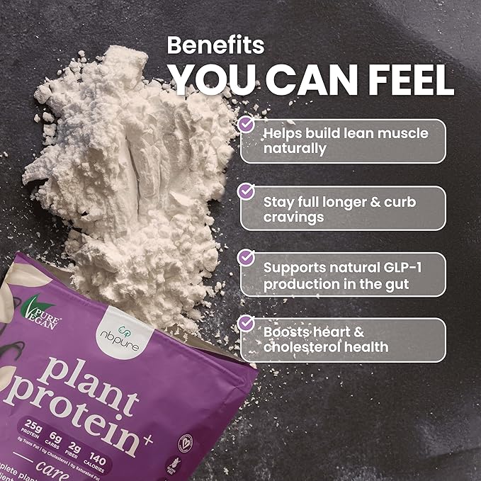 nbpure Vegan Pea Protein Powder, Vanilla – Lean Muscle + Hunger & Bloating Support for Women, Men, Kids – 25g Plant Protein Per Serving – No Artificial Sweeteners or Flavors, Gusset, 25 Servings