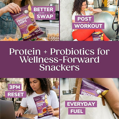 Wonderslim Protein Chips with Probiotics, Salt & Vinegar | 12g Plant Protein, 170 Cal | High Protein Chips, Vegan, Gluten Free, Non-GMO | Made with Avocado Oil, No Seed Oils | 12 Pack