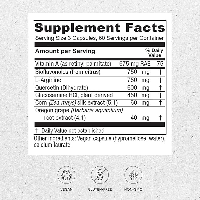 Vitanica Bladder Ease - Herbal Supplement for Bladder Tissue Health Support - Support Healthy Function of the Bladder Wall Tissue - Urinary Health Supplement with Vitamin A - Vegan - 180 Capsules