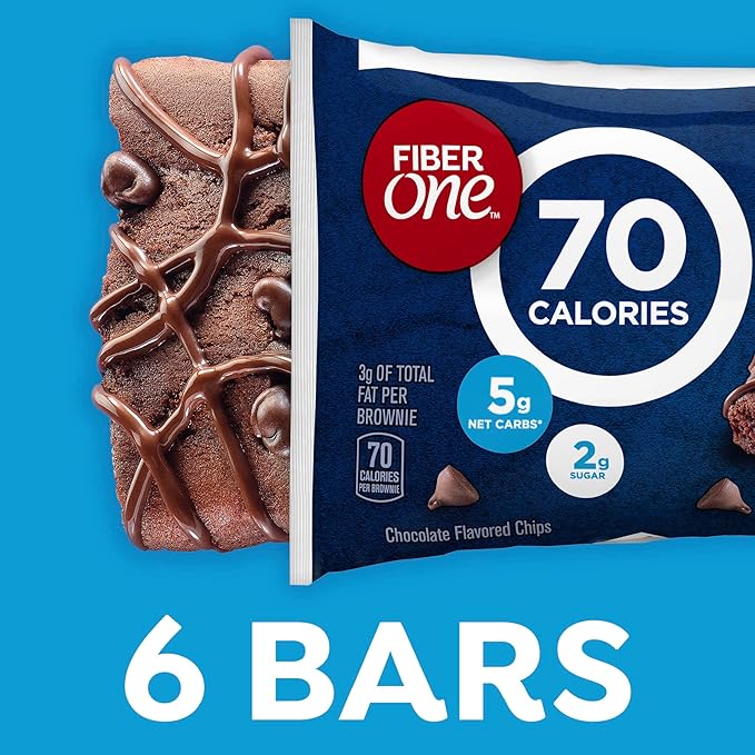 Fiber One 70 Calorie Brownies, Chocolate Fudge Snack Bars, 6 Ct, 5.34 oz (Pack of 8)