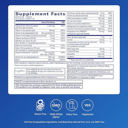 Pure Encapsulations O.N.E. Multivitamin - Once Daily Multivitamin with Antioxidant Complex Metafolin, CoQ10, and Lutein to Support Vision, Cognitive Function, and Cellular Health* - 60 Capsules
