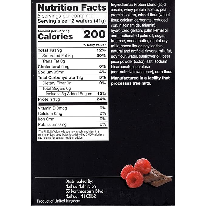 Proti-Thin High Protein Raspberry Wafer Squares, 15g Protein, Low Calorie, Low Carb, Low Sugar, Aspartame Free, Diet Wafer Bars, Healthy Snack, 2 Wafers per Serving, 5 Count Box