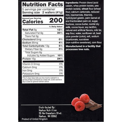 Proti-Thin High Protein Raspberry Wafer Squares, 15g Protein, Low Calorie, Low Carb, Low Sugar, Aspartame Free, Diet Wafer Bars, Healthy Snack, 2 Wafers per Serving, 5 Count Box