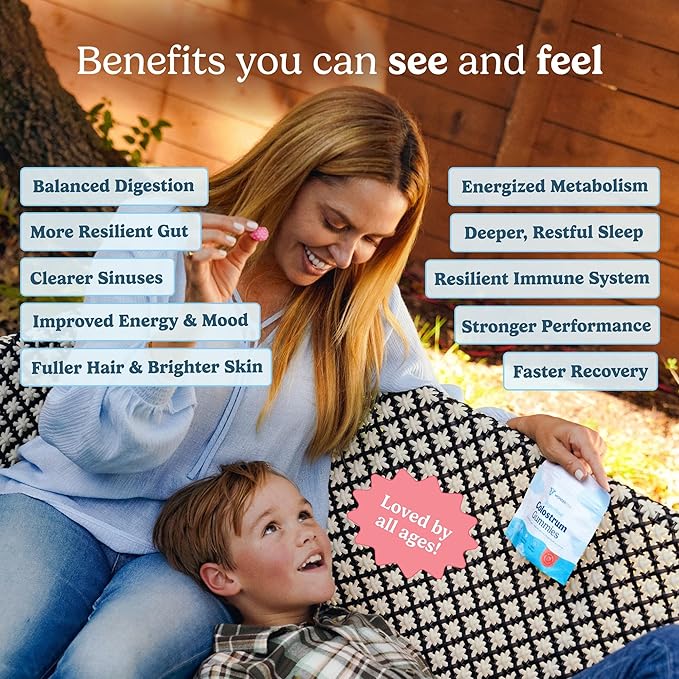 WONDERCOW Colostrum Gummies for Gut Health, Immune Support & Wellness | Natural IgG Whole Bovine Colostrum Supplement, 1,000mg per Serving (90 Gummies (30 Servings), Strawberry Cream)