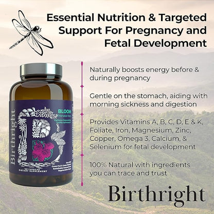 Birthright Bloom Prenatal Supplement – Animal Based Whole Food Prenatal with Grass Fed Liver, Fish Roe, Bone Marrow, Colostrum, Magnesium & Traditional Herbs