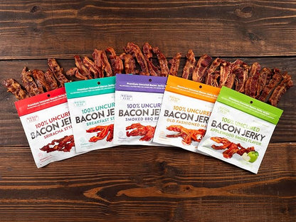 Old Fashioned Maple Bacon Jerky, Candied Jerky with 16g Protein Per Bag, Tender & Easy to Chew Fully Cooked Bacon, USA Made High Protein Carnivore Snacks (2 Bags)