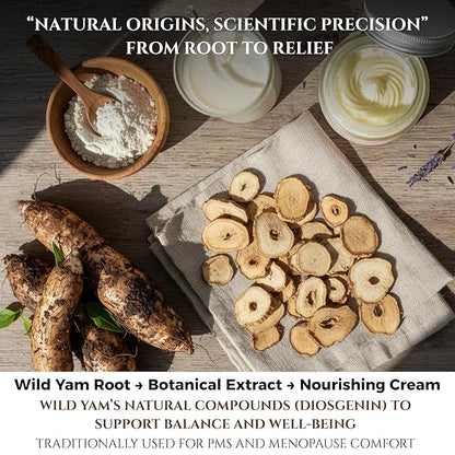 Wild Yam Cream for Hormone Balance - Gift for Mom - Menopause and PMS Support for Women - Wild Yam Balancing Cream - Hot Flashes, Night Sweats, Mood Swings, Low Energy - Lavender 4oz