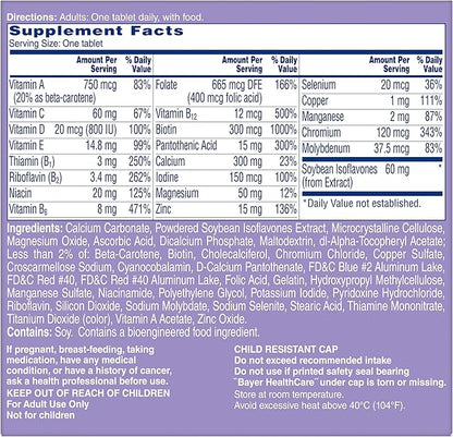 One A Day Women's Menopause Multivitamin with Vitamin A, Vitamin C, Vitamin D, Vitamin E and Zinc for Immune Health Support, Bone health, 50 Count (Packaging May Vary)