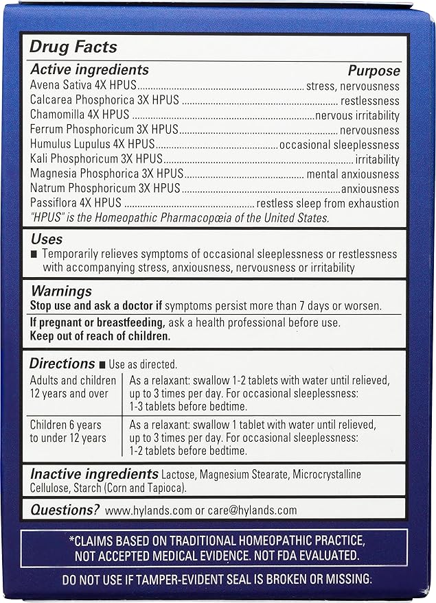 Hyland's Calms Forte Tablets, Natural Relief of Nervous Tension and Occasional Sleeplessness, 100 Count