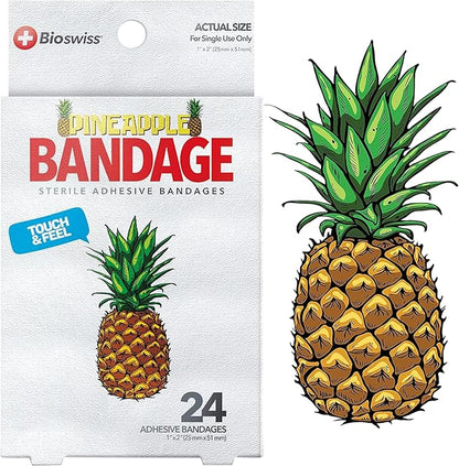 BioSwiss Bandages, Pineapple Shaped Self Adhesive Bandage Set, Latex Free, Sterile Wound Care, 24 Count