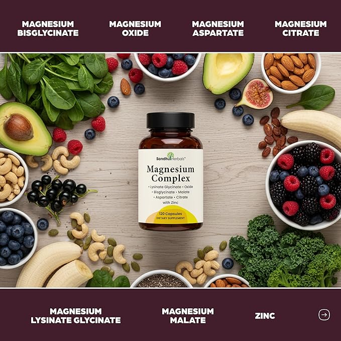 Complete Magnesium Complex 500mg for Women & Men | 240 Capsules | 6 in 1 Mag Supplement with Zinc | Quality Sleep & Muscle Health | Glycinate, Citrate, Malate, Oxide, Aspartate, Lysinate Glycinate
