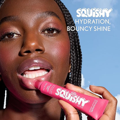 COVERGIRL Clean Fresh Squishy Glaze™ Lip Butter Balm, Flavored, Non-Sticky, with Vitamin E & Shea Butter – 120 Cotton Candy Grapes (Sheer Mint)