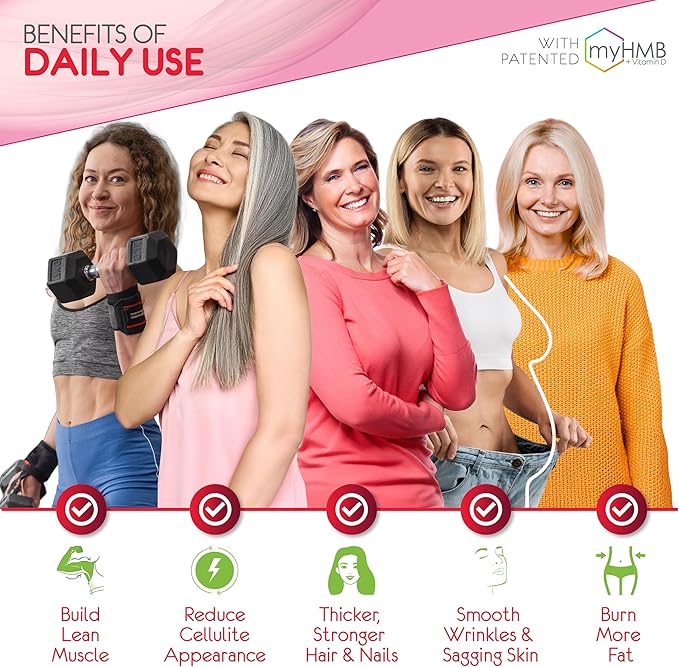 AgelessLX Powder Supplement for Women - with HMB Collagen Enhancer Plus Vitamin D3 with K2, Horsetail and Biotin for Lean Muscle and Stronger Hair and Nails - 30 Powder Packets, Cherry Limeade