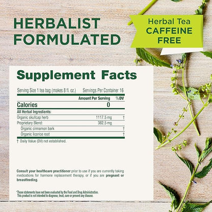Traditional Medicinals Organic, Stress Ease Tension Relief, Lemon Verbena Mint Tea - Supports Stress Relief - Kosher, Non-GMO, Caffeine-Free, Compostable - 16 Tea Bags