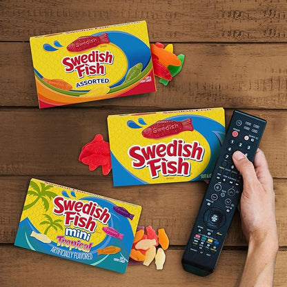 SWEDISH FISH Mini Tropical Soft & Chewy Gummy Candy, Bulk Candy, 12 - 3.5 oz Boxes