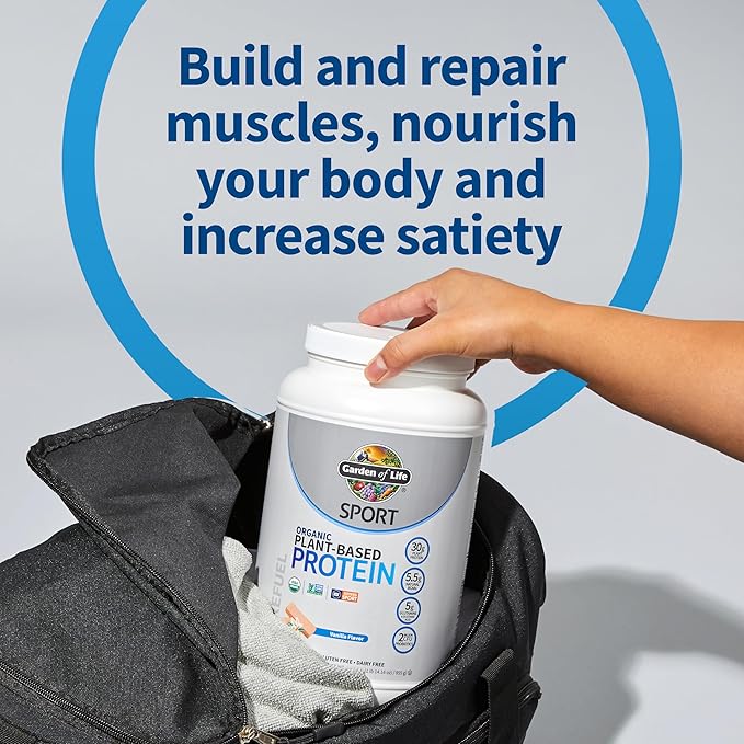 Garden of Life Organic Vegan Protein Powder with Probiotics, BCAAs, NSF Certified, Gluten Free & Sport, Non GMO, Sport Protein Powder, 19 Servings, Vanilla