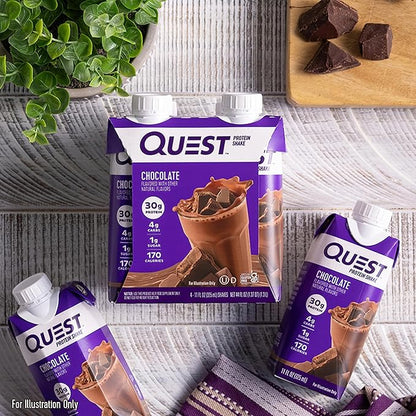 Quest Nutrition Ready To Drink Chocolate Protein Shake,30g Protein,4g Net Carbs,Gluten Free,Keto Friendly,11 fl oz,(Pack of 24)