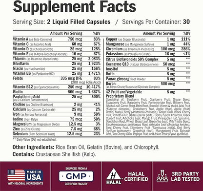 Multivitamin for Women with Vitamins and Minerals for Energy, Focus and Immune Health – Premium Daily Womens Multivitamins & Multiminerals – 60 Liquid Capsules