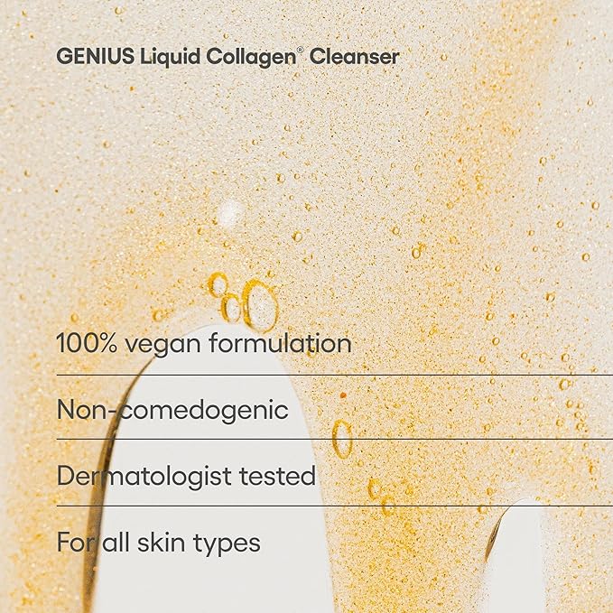 Algenist GENIUS Liquid Collagen Foaming Facial Cleanser - Travel Size Hydrating Face Wash & Makeup Remover with Alguronic Acid and Microalgae Oil to Nourish & Restore Skin's Radiance (1.5 oz, 2 count)