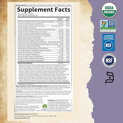 Garden of Life Prenatal Vitamins for Women, Organics Folate for Energy & Healthy Fetal Development, Non-constipating Iron, Vitamin C, B6, B12, D3, Non-GMO, Gluten-Free, Vegan, 90 Day Supply