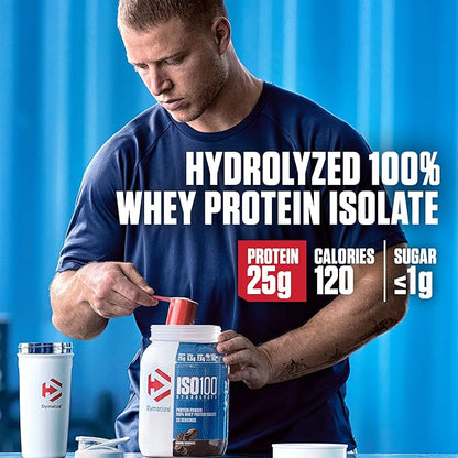 Dymatize ISO100 Whey Protein Powder Isolate, Cookies & Cream, 25g of Protein, 5 Pound, 5.5g BCAAs, Less Than 120 Cal., Gluten Free, 1g Fat, 1g Sugar, 2g Carb (74 Servings)