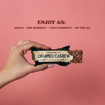 Barebells Protein Bars Caramel Cashew - 12 Count, 20g High Protein Treats - Chocolate Nutrition Bar with 1g Total Sugars - On-The-Go Breakfast or Post-Workout Snack