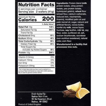 Proti-Thin High Protein Lemon Wafer Squares, Low Sugar, Low Carb, Aspartame Free, Diet Wafer Bars, Healthy Snack, 5 Servings, 2 Wafers per Serving