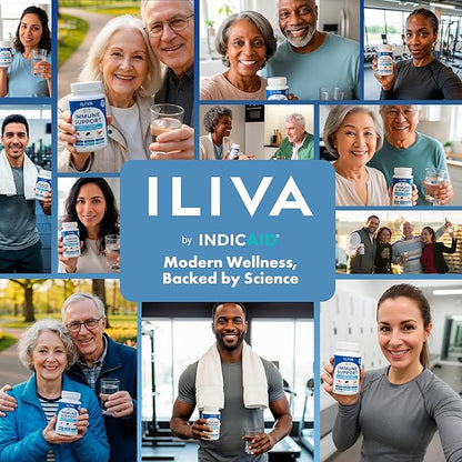 ILIVA-by-INDICAID 9-in-1 Immune Support Supplement: Daily Serving for Respiratory Immunity, Vitamin C, D3, Calcium, Zinc, Proprietary Herbal Elderberry+echinacea+Turmeric. 60 Tablets for 30 Days
