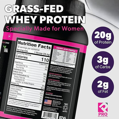 Whey Protein Powder for Women Chocolate Powder - Low Carb Gluten-Free Grass-Fed rBGH-Free - Supports Weight Loss - Natural Stevia Sweetened Protein Shake, 20g (Chocolate Delight, 2lb)