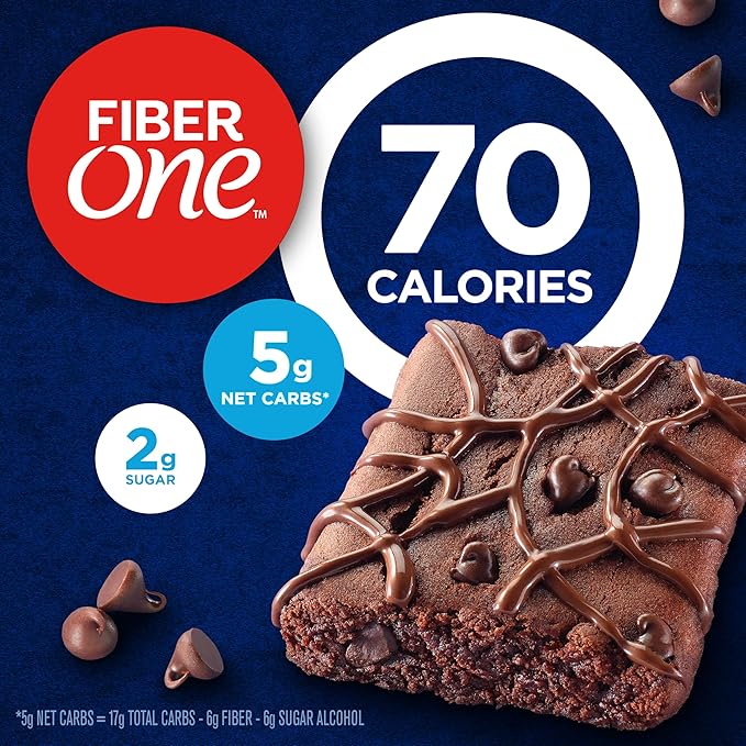Fiber One 70 Calorie Brownies, Chocolate Fudge, Snack Bars, 12 Count (Pack of 4)