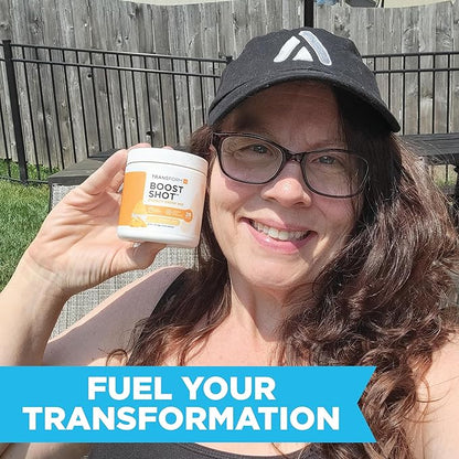 TransformHQ Energy & Focus Powder (Peach Mango) - Boost Shot Clean Energy Drink Mix - Sugar Free - Non-GMO, Gluten-Free - 28 Servings